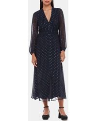 Whistles - Multi Metallic Dobby Midi Dress - Lyst