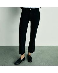 Mango - Cotton Blend Flared Cropped Jeans With Pockets - Lyst