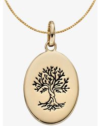 T.H.Baker - 9Ct Oval Oxidised Tree Of Life Necklace Gp2280 Gn141 - Lyst