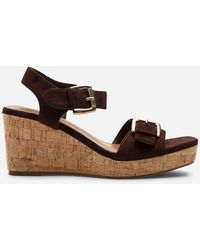 Where's That From - Olivine Double Strap Platform Dark Suede Wedge - Lyst
