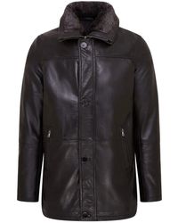 Infinity Leather - Leather Jacket Classic Trench Coat With Removable Collar Mid Length Warm Overcoat - Lyst