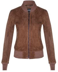Infinity Leather - Tan Ma-1 Suede Bomber Jacket-Arnhem - Lyst