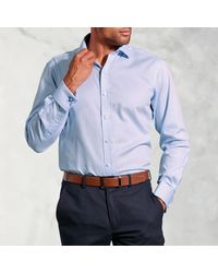 Brook Taverner - Tailored Fit Sky Double Cuff Shirt - Lyst