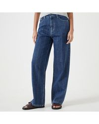 Hush - Mid Rhinestone Stripe Cotton Jeans - Lyst