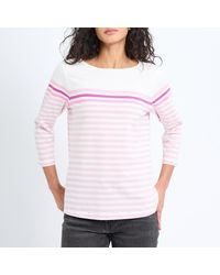 Crew - Multi Stripe Breton Cotton Top - Lyst