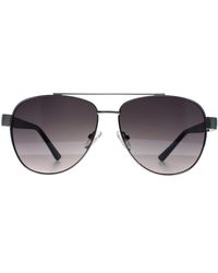 Guess - Aviator Shiny Light Nickeltin Smoke Gradient Gf5094 Metal - Lyst
