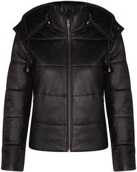 Infinity Leather - Puffer Leather Bomber Jacket-Ajax - Lyst