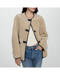 Mango - Fur Effect Coat With Appliqués - Lyst
