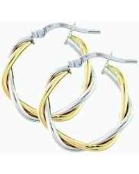 T.H.Baker - 9Ct Two-Colour Twist Hoop Earrings Er752 - Lyst