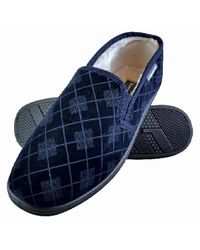 Dunlop - Plush Fur Lined Memory Foam Plaid Checked Slippers - Lyst