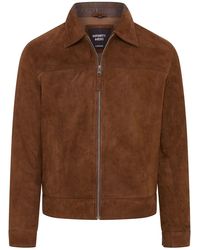 Infinity Leather - Retro 100% Goat Suede Leather Harington Biker Jacket - Lyst