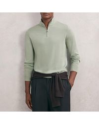 Reiss - Sage Blackhall Half Zip Wool Jumper - Lyst