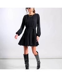 Needs No Label - Crepe Belted Fit And Flare Dress - Lyst
