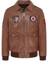 Infinity Leather - Tan Leather Bomber G-1 Aviator Collar Jacket - Lyst