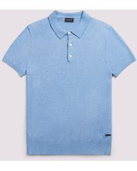 Duchamp - Short Sleeve Knit Cotton Blend Polo Shirt - Lyst