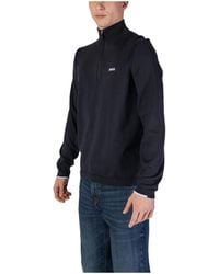 BOSS - 1/4 Zip Cotton Blend Knit Jumper - Lyst
