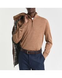 GANT - Sand Extrafine Merino Wool Half Zip Jumper - Lyst