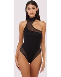 Wolf & Whistle - Lola Asymmetric Mesh & Jersey Body - Lyst