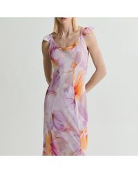 Mango - Light/Pastel Floral Dress With Ruffle Detail - Lyst