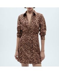 Mango - Leopard Print Cotton Shirt Dress - Lyst