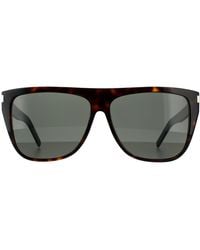 Saint Laurent - Square Dark Havana Sunglasses - Lyst