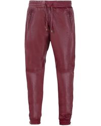 Infinity Leather - Comfort Burgundy Leather Jogging Bottoms-Halifax - Lyst