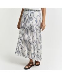 GANT - Cream Sailing Print Pleated Midi Skirt - Lyst