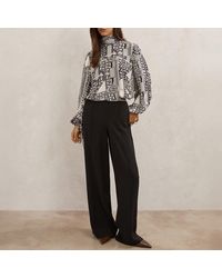 Reiss - Ivory/ Harry Tile Print Blouse - Lyst