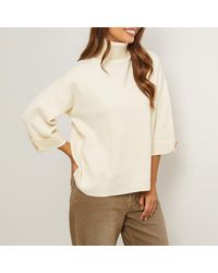 Sofiacashmere - Cream Relaxed Turtle Neck Cashmere Blend Jumper - Lyst