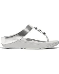 Fitflop - Fino Mirror-Dome Metallic-Leather Toe-Post Sandals - Lyst