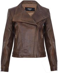 Infinity Leather - Leather Shawl Wrap Biker Jacket - Lyst