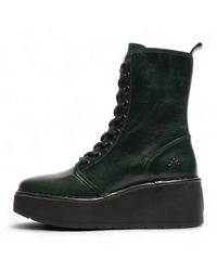 Fly London - Petrol Hait273 Leather Lace-Up Chunky Platform Ankle Boots - Lyst