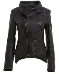 Infinity Leather - Detachable Collar Leather Biker Jacket-Rosario - Lyst
