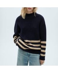 Mango - Dark Stripe Crew Neck Jumper - Lyst