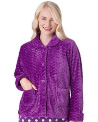 CAMILLE - Supersoft Button Front Embossed Bed Jacket - Lyst