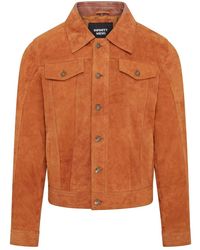 Infinity Leather - Trucker Tan Goat Suede Western Leather Jeans Jacket - Lyst