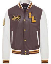 Infinity Leather - Baseball Burgundy Leather Letterman Bomber Jacket - Lyst