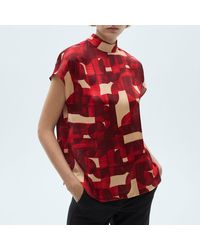 Mango - Short Sleeve Printed Blouse - Lyst