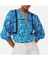 Jigsaw - Shadow Leaf Linen Top - Lyst