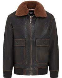 Infinity Leather - Leather Bomber Sheepskin Collar G-1 Pilot Jacket - Lyst