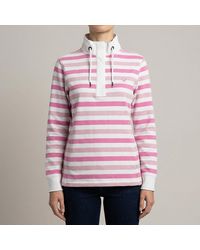 Crew - Multi Stripe Toggle Sweatshirt - Lyst