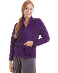 CAMILLE - Zip Front Soft Textured Fleece Bed Jacket - Lyst