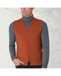 Brook Taverner - Salcombe Burnt Merino Wool Waistcoat - Lyst