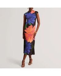 Ted Baker - Ginla Drape Neck Floral Midi Dress - Lyst