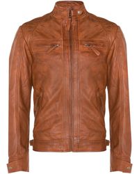 Infinity Leather - Classic Tan Leather Quilted Biker Jacket-Silsden - Lyst