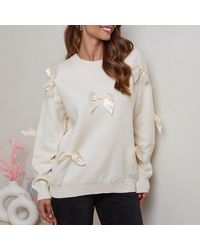 Sofiacashmere - Ecru Cashmere Blend Ribbon Jumper - Lyst