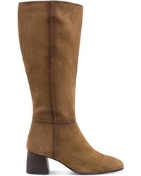 Tamaris - Camel Leather Knee High Heel Riding Boots - Lyst