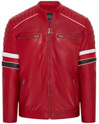Infinity Leather - Quilted Biker Leather Jacket Racing Jacket - Lyst