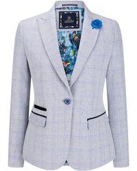 Infinity Leather - Check Blazer Wool Blend Herringbone Tweed - Lyst