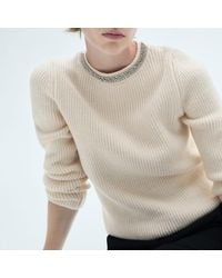 Mango - Rhinestone Collar Jumper - Lyst